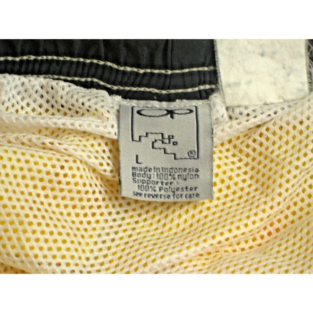 Mens OP Ocean Pacific Poly Yellow White Blue Swim Trunks Board Shorts sz L